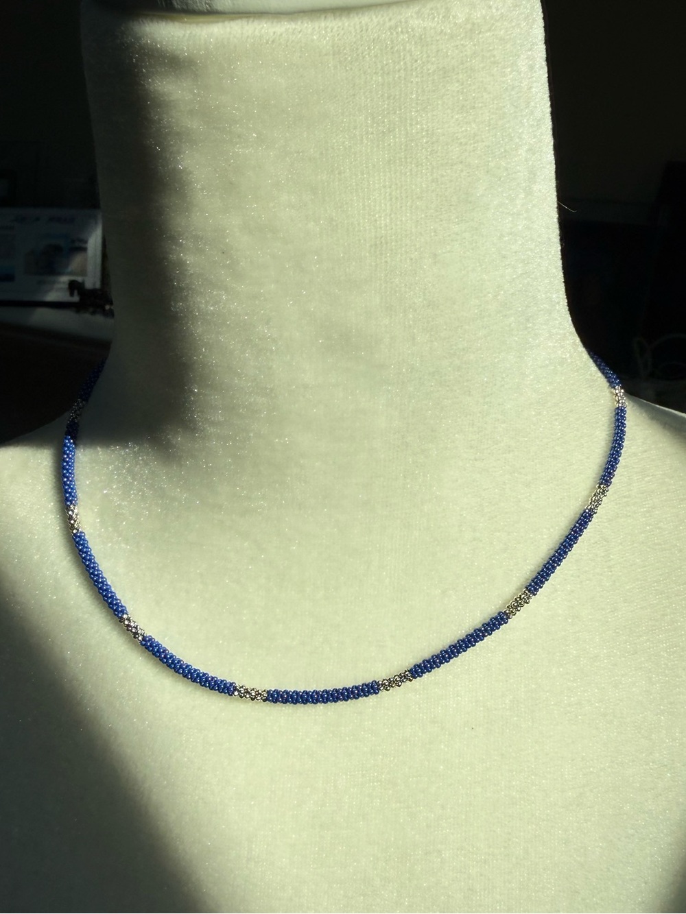 Blue Caviar Ultramarine Silver Station Ceramic Beaded Necklace | 3mm from Lagos